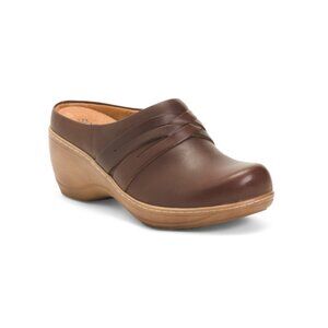 SOFTWALK Dark Brown Leather Mackay Comfort Clogs